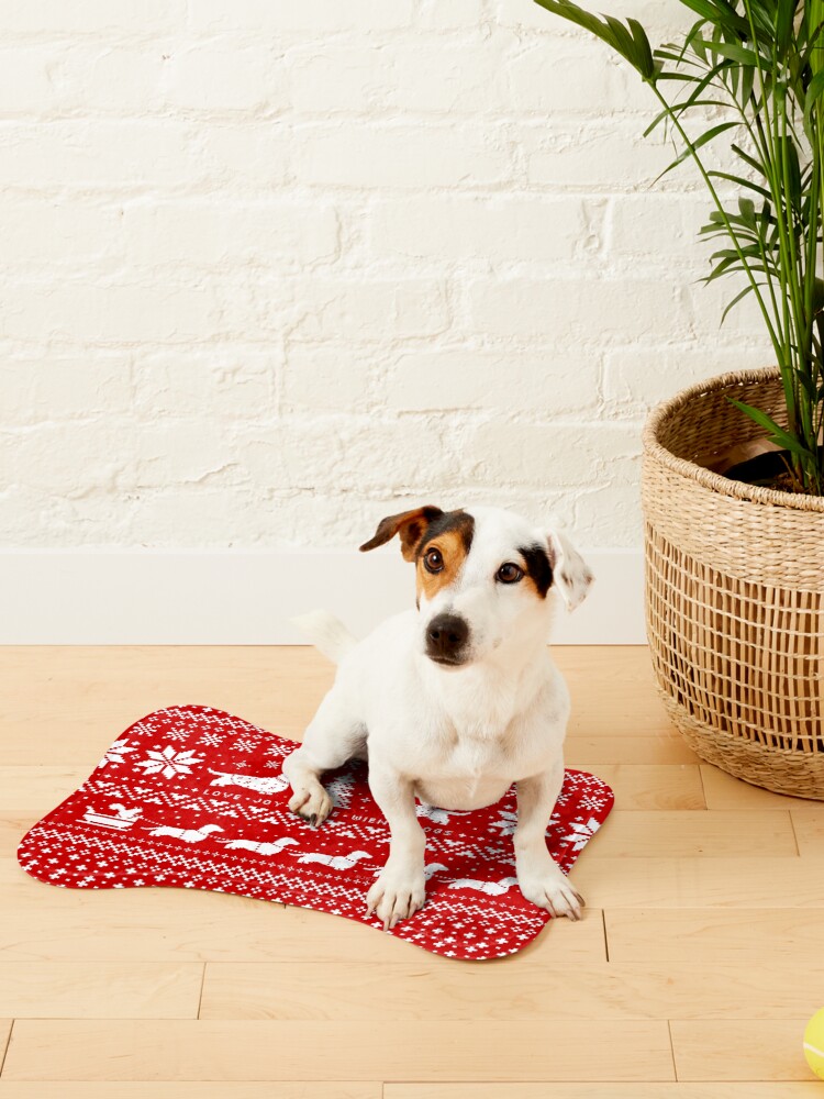 Thumbnail 2 of 5, Pet Mat, Dachshunds Christmas Sweater Pattern designed and sold by Jenn Inashvili.