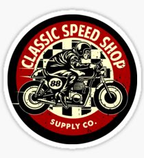 Classic Speed Shop Motorbike Vintage Rounded Emblem Sticker