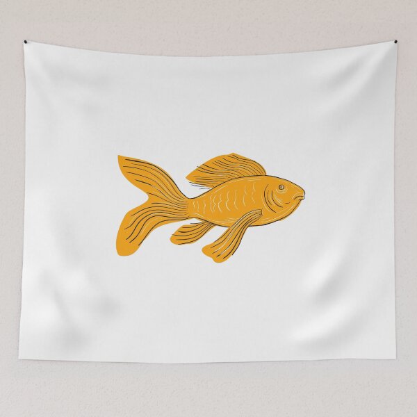 Item preview, Gold Butterfly Koi Swimming Drawing designed and sold by patrimonio.