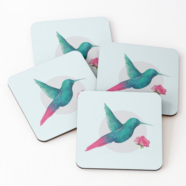 Item preview, Colourful Hummingbird with a little pink Sweet-pea flower designed and sold by BBArtStudio.