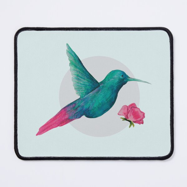 Item preview, Colourful Hummingbird with a little pink Sweet-pea flower designed and sold by BBArtStudio.