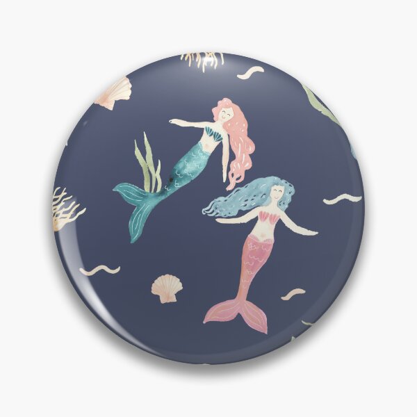 Item preview, Watercolor mermaids on dark blue designed and sold by Ashleigh Fish.