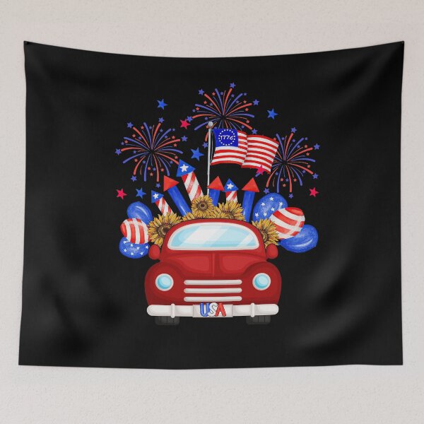 Item preview, Happy Fourth of July- Funny Retro Vintage Merica Firecrackers Truck America Tee Design Gift Idea for Fourth of July Patriotic Americans and Veterans designed and sold by Prince - Bestseller ★★★★★.