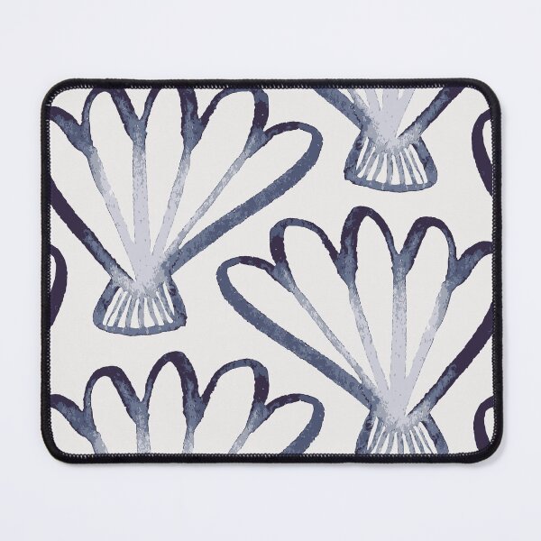 Item preview, Watercolour scallop shell in blue on white designed and sold by Ashleigh Fish.
