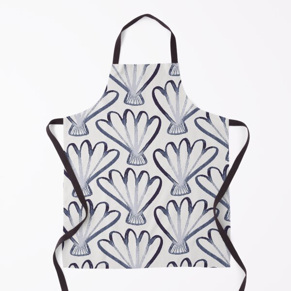 Item preview, Watercolour scallop shell in blue on white designed and sold by Ashleigh Fish.