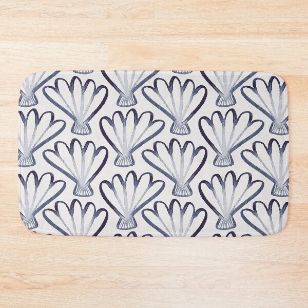 Item preview, Watercolour scallop shell in blue on white designed and sold by Ashleigh Fish.
