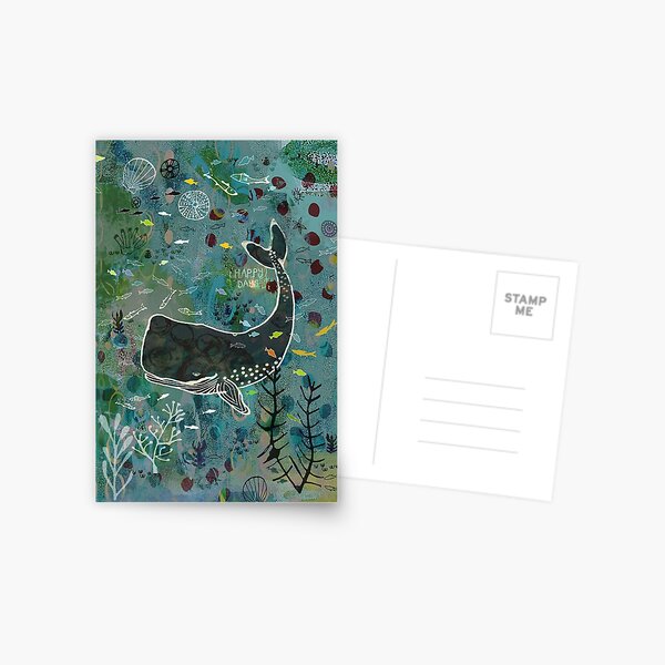 Wally the Whale hanging out with friends Postcard