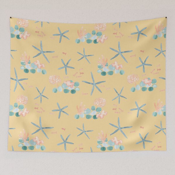 Item preview, Starfish in coral - yellow designed and sold by Ashleigh Fish.