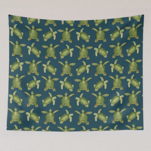 Item preview, Watercolor turtles on teal designed and sold by Ashleigh Fish.
