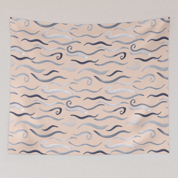 Item preview, pink and blue waves in watercolor designed and sold by Ashleigh Fish.