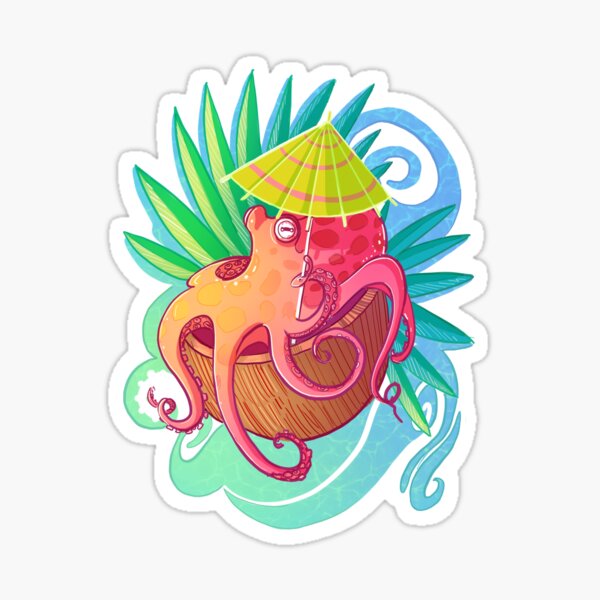 Octopus on the Beach Sticker