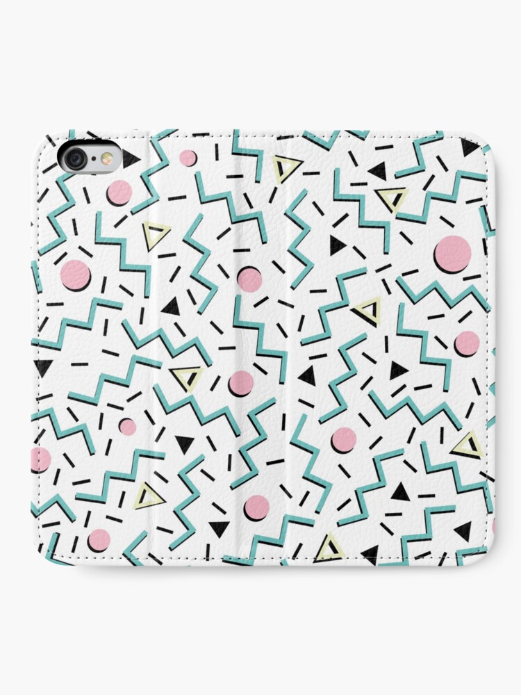 Alternate view of Back to the 80's eighties, funky memphis pattern design iPhone Wallet