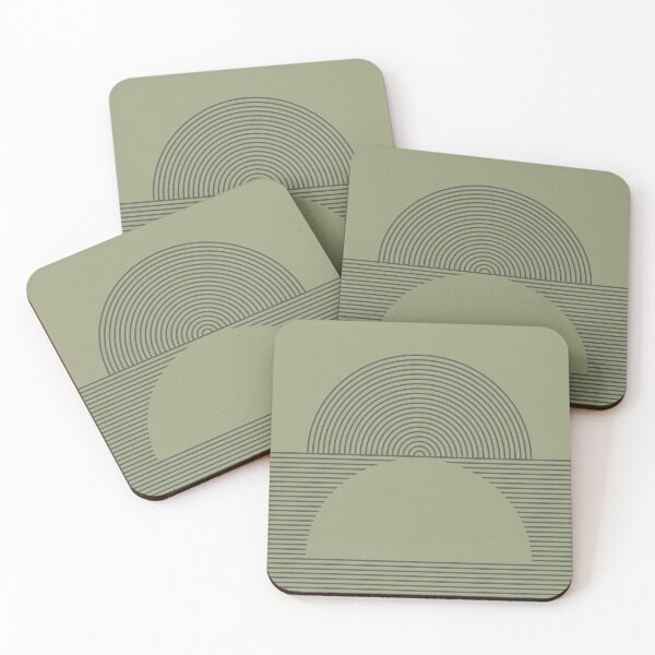 Item preview, Geometric Lines Design 3 in Shades of Forest Sage (Sunrise and Sunset) designed and sold by nineFlorals.