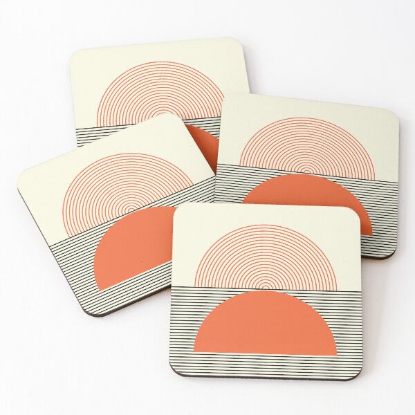 Item preview, Geometric Lines Design 17 in Shades of Orange Black Beige (Sunrise and Sunset) designed and sold by nineFlorals.