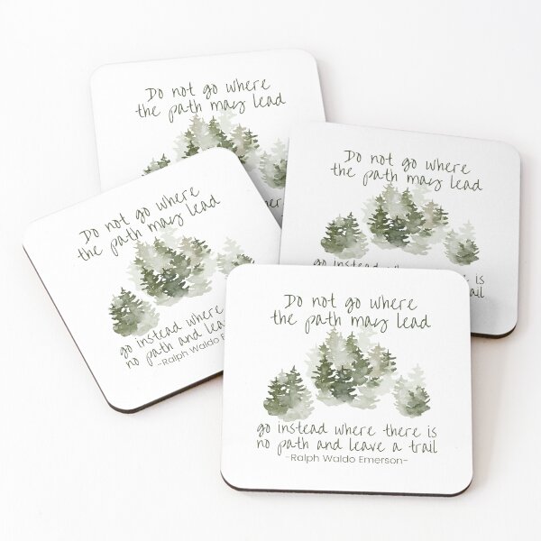 Item preview, No vaya a donde el camino puede llevar, vaya donde no hay camino y deje un rastro, cita inspiradora de Ralph Waldo Emerson con un diseño de bosque verde designed and sold by ThunderAndGrace.