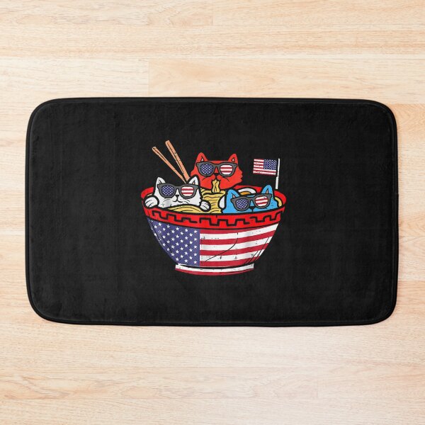 Item preview, Cats Ramen Anime American Flag USA Funny 4th Of July Fourth T-Shirt designed and sold by Besnier-Rahel.
