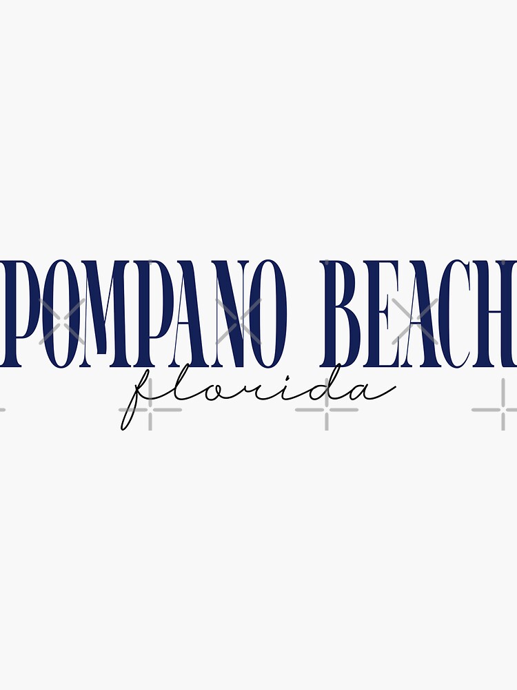 "Pompano Beach Florida Classic Navy Bold Lettering" Sticker for Sale by