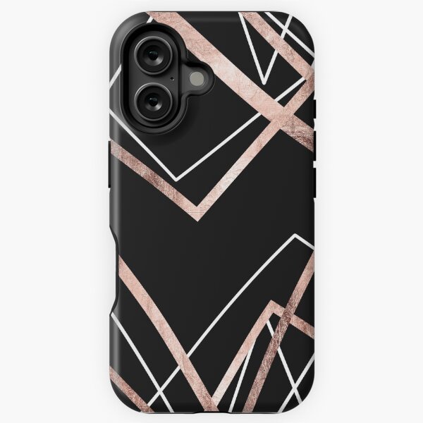 Item preview, Rose Gold Black Linear Triangle Abstract Pattern designed and sold by Blkstrawberry.