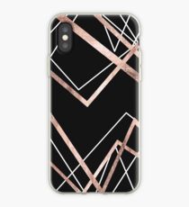 Rosen-Goldschwarz-lineares Dreieck-Zusammenfassungs-Muster iPhone-Hülle & Cover
