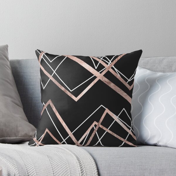 Item preview, Rose Gold Black Linear Triangle Abstract Pattern designed and sold by Blkstrawberry.