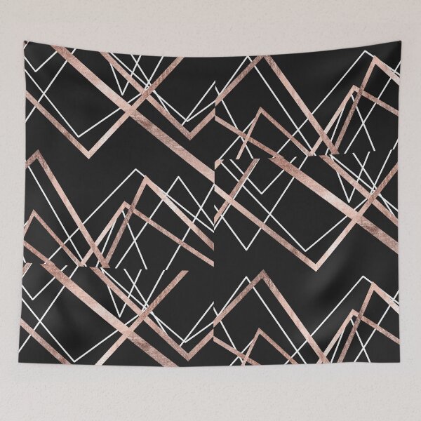 Item preview, Rose Gold Black Linear Triangle Abstract Pattern designed and sold by Blkstrawberry.