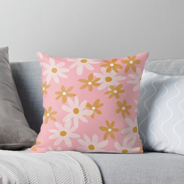 Item preview, Daisies in yellow and white on pink designed and sold by Ashleigh Fish.