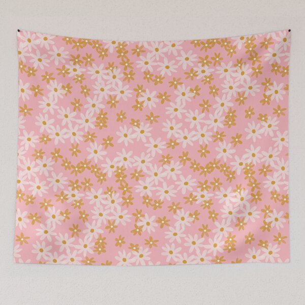 Item preview, Daisies in yellow and white on pink designed and sold by Ashleigh Fish.