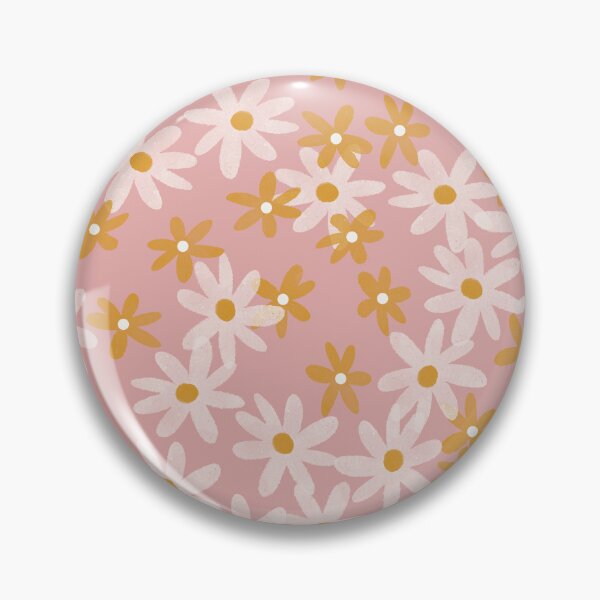 Item preview, Daisies in yellow and white on dusty pink designed and sold by Ashleigh Fish.