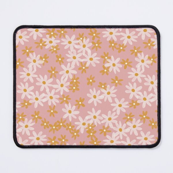 Item preview, Daisies in yellow and white on dusty pink designed and sold by Ashleigh Fish.