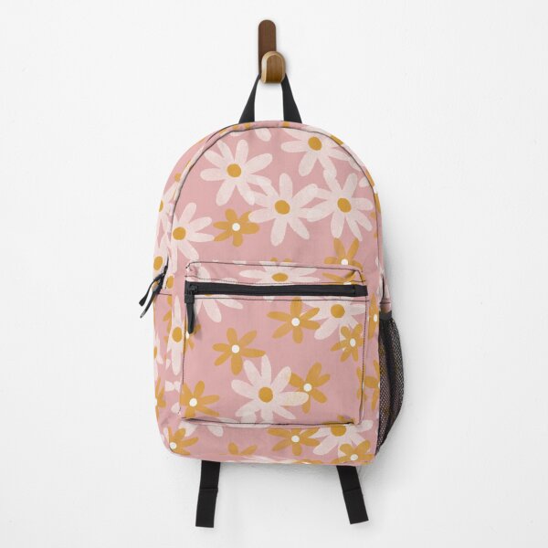 Item preview, Daisies in yellow and white on dusty pink designed and sold by Ashleigh Fish.