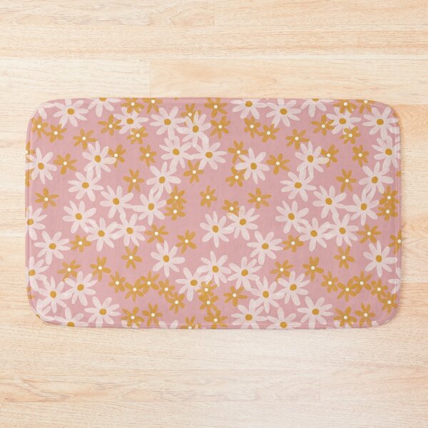 Item preview, Daisies in yellow and white on dusty pink designed and sold by Ashleigh Fish.