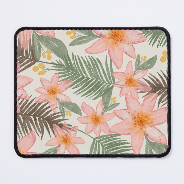 Item preview, Tropical leaves with pink florals and dark leaves designed and sold by Ashleigh Fish.