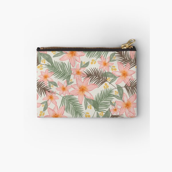 Item preview, Tropical leaves with pink florals and dark leaves designed and sold by Ashleigh Fish.