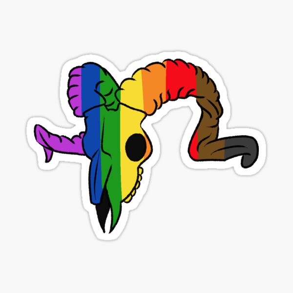 Skull Pride - Ram Skull Gay Pride  Sticker