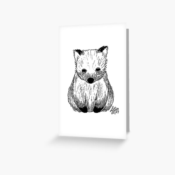 Wombat black - white Greeting Card