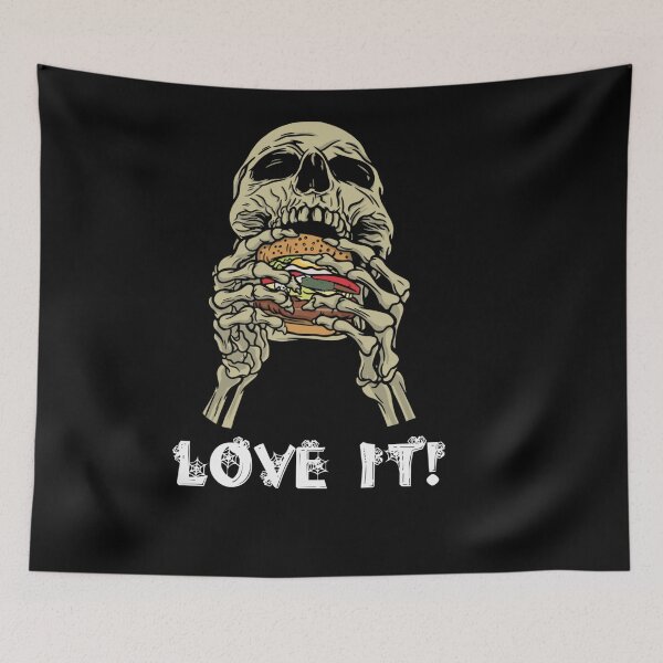 Artikelvorschau, LOVE IT HAMBURGER SKELETON HALLOWEEN DANKSAGUNGSGESCHENK entworfen und verkauft von sobriowslen.