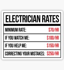 Electrician Rates Humor Sticker