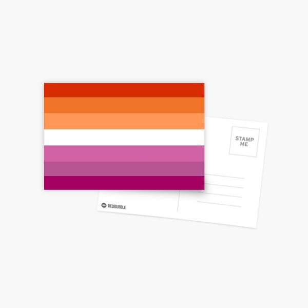Orange - Magenta Lines // Lesbian Pride Flag // Butch Femme Pride Flag Postcard