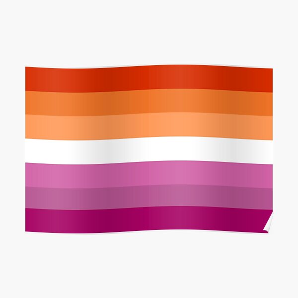 Orange - Magenta Lines // Lesbian Pride Flag // Butch Femme Pride Flag Poster