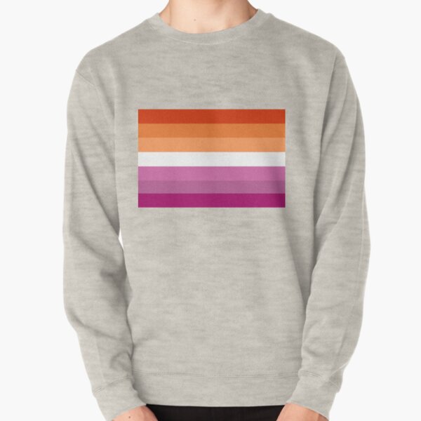 Orange - Magenta Lines // Lesbian Pride Flag // Butch Femme Pride Flag Pullover Sweatshirt