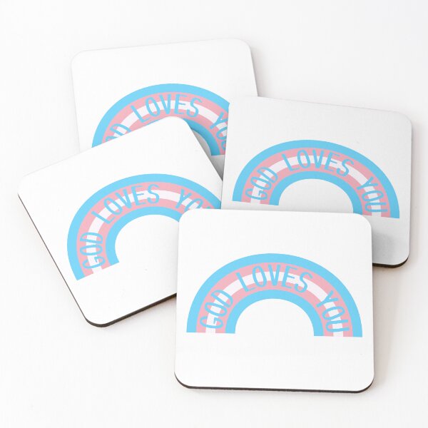 Item preview, God Loves You - Trans Flag Rainbow - Blue Pink and White designed and sold by SayWhatYouFeel.