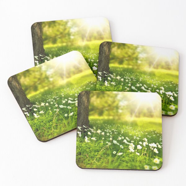 Item preview, FLORA #16 - Filtered Sun Over Field of Green With White Flowers designed and sold by DEL-Productions.