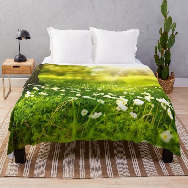 Item preview, FLORA #16 - Filtered Sun Over Field of Green With White Flowers designed and sold by DEL-Productions.