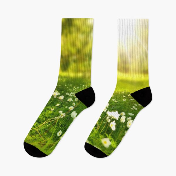 Item preview, FLORA #16 - Filtered Sun Over Field of Green With White Flowers designed and sold by DEL-Productions.
