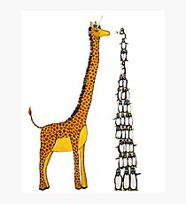 Who is Taller Unicorn Giraffe or Penguin? Photographic Print