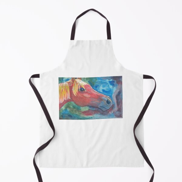 Item preview, Horse head in red orange watercolor designed and sold by CrittersByLola.