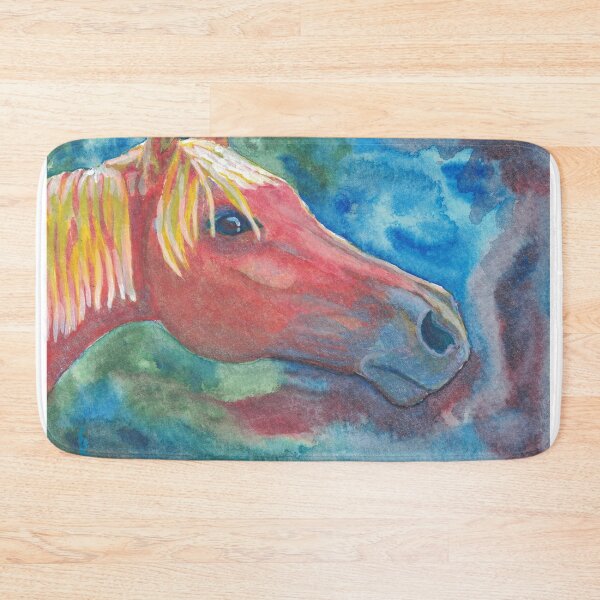 Item preview, Horse head in red orange watercolor designed and sold by CrittersByLola.