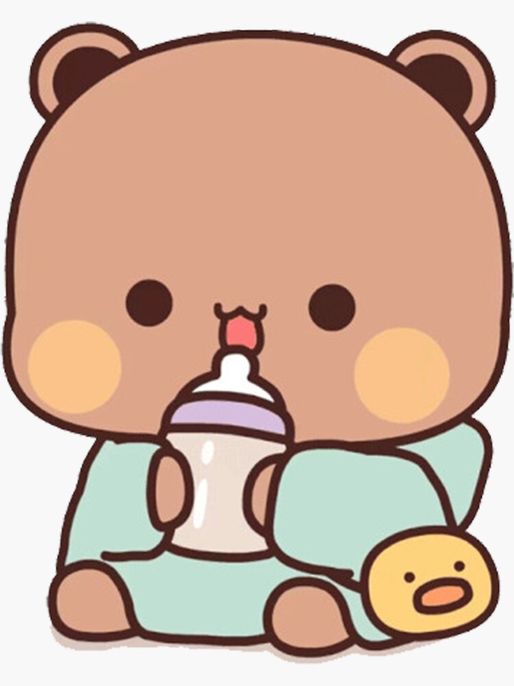 Cute Baby Dudu está bebiendo leche | Pegatina