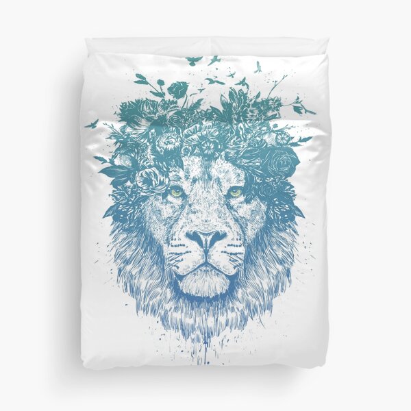 Floral lion Duvet Cover