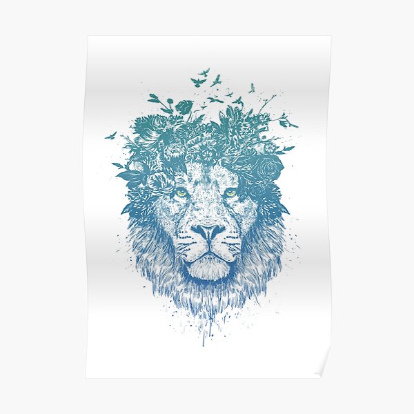 Floral lion Poster